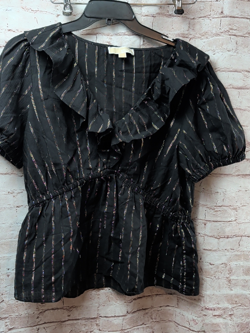 Michael Kors Black Ruffle Peplum Top XXL